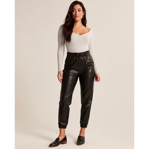 NEVER WORN WITH TAGS black tie pleather joggers